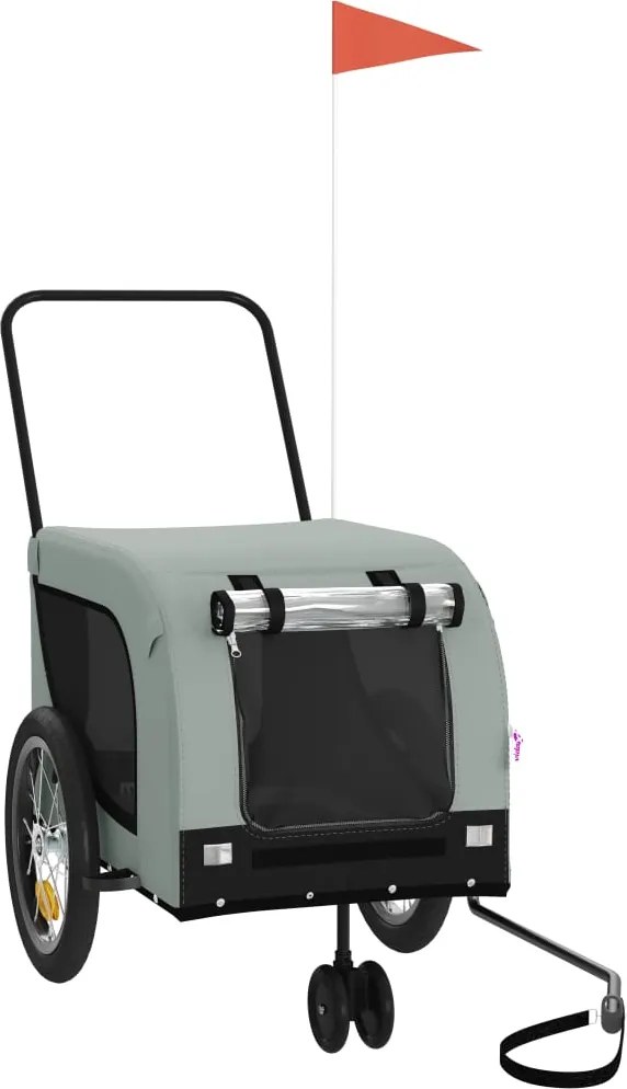 vidaXL Remorcă bicicletă animale companie, gri/negru, oxford/fier