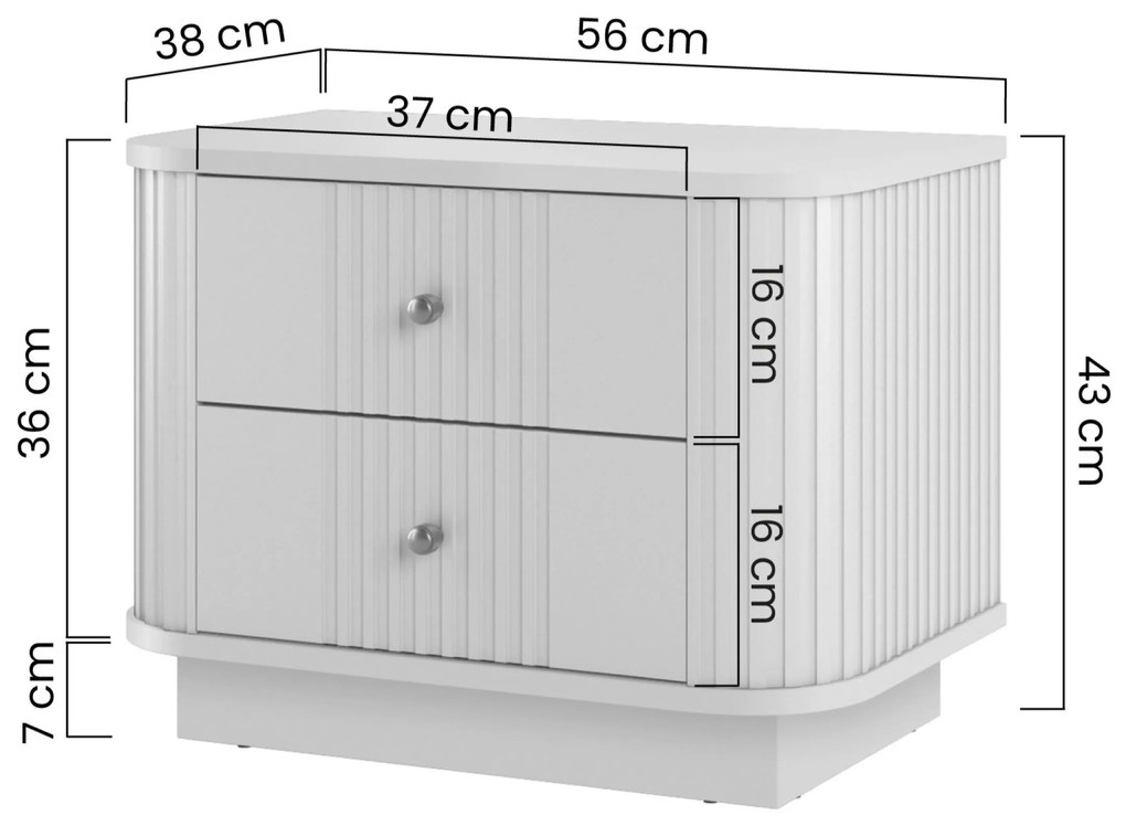 Set de noptiere Vesper 56 cm cu mânere aurii - culoare cașmir
