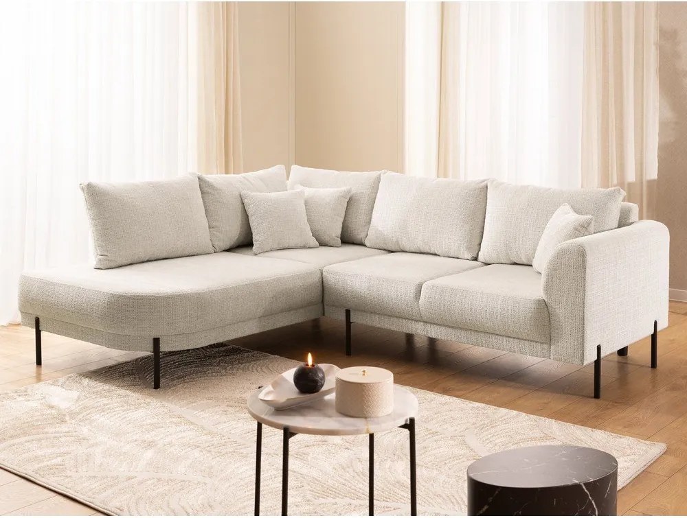 Colțar bej cu tapițerie din chenille (cu colț pe partea stângă/în formă de ”L”) Mauris – Ropez