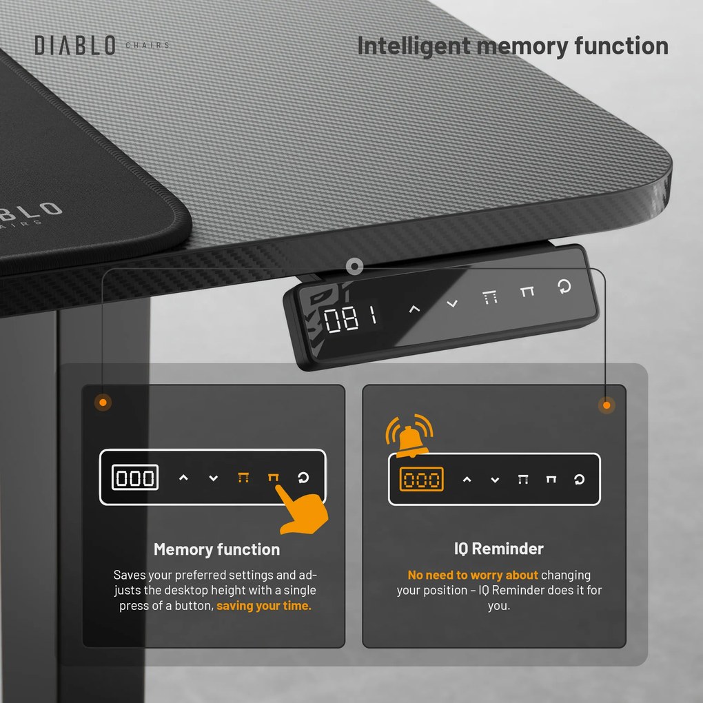 Birou reglabil pe înălțime Diablo X-Tensio 1100 negru