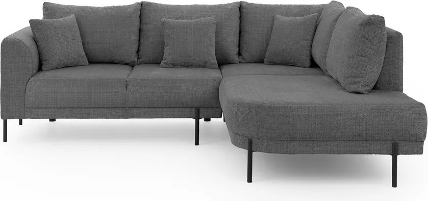 Colțar gri închis cu tapițerie din chenille (cu colț pe partea dreaptă/în formă de ”L”) Mauris – Ropez