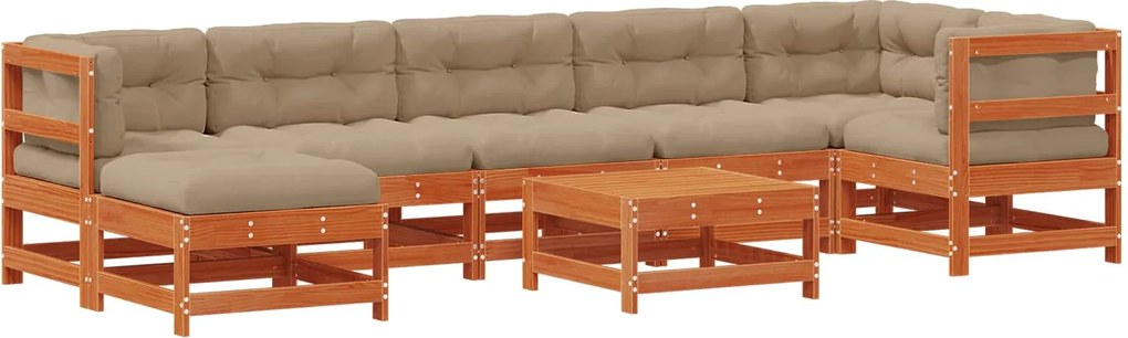 vidaXL Set de lounge pentru grădină 8 pcs Maro Ceară Lemn masiv de pin