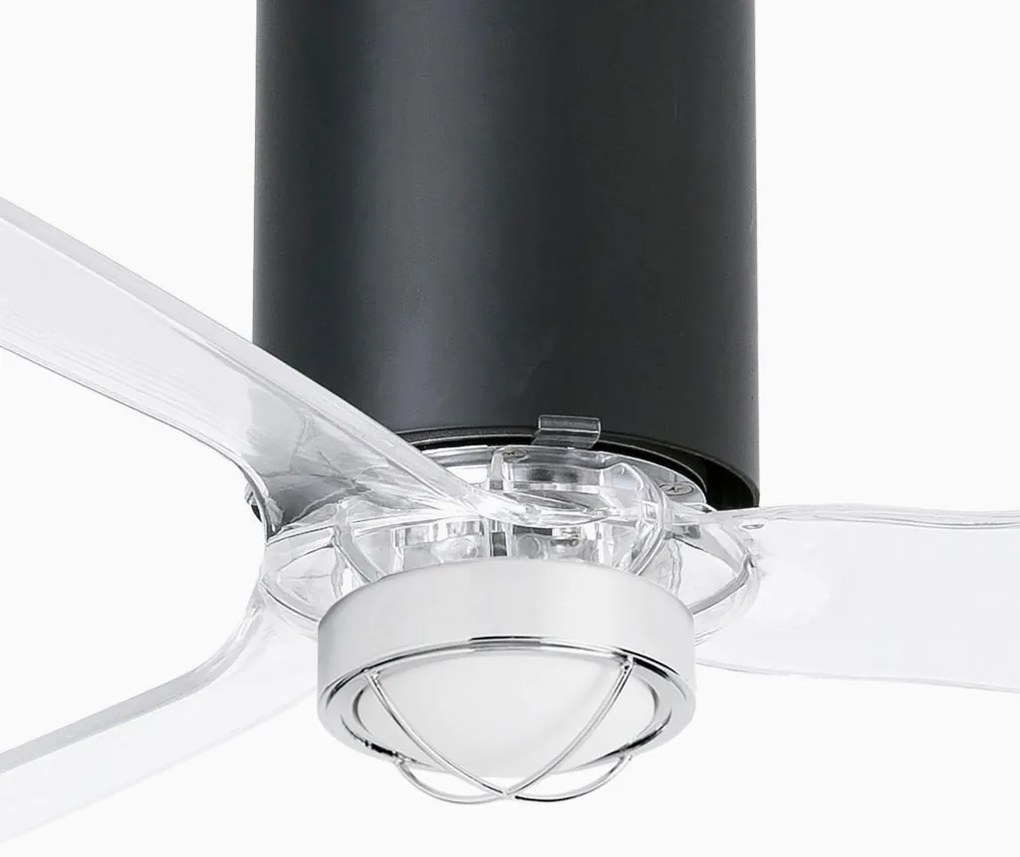 Lustra cu Ventilator si telecomanda MINI TUBE M LED negru mat/transparent