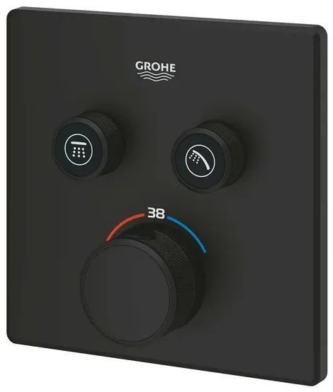 Baterie dus negru mat Grohe Grohtherm SmartControl termostatica patrata 2 iesiri