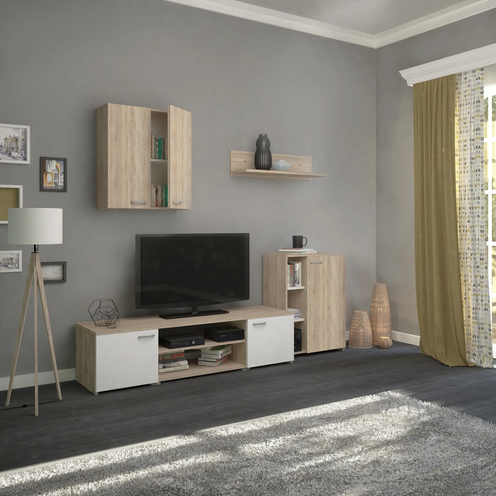 Set Living haaus Alice, Stejar Sonoma/Alb, L 220 cm