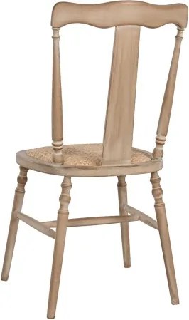 Scaun dining romantic din lemn de cedru cu șezut împletit din rattan, 50×40×94 cm, „Camille"