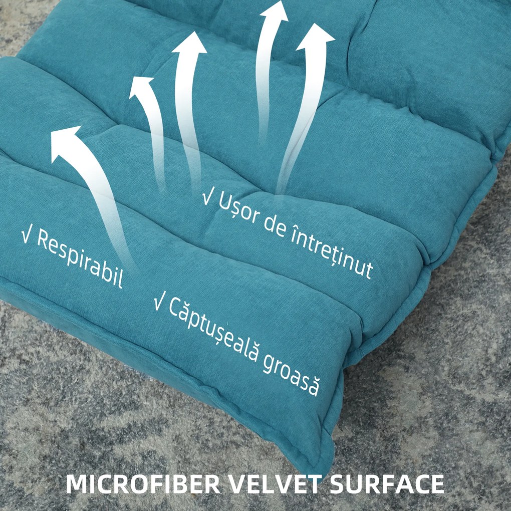 HOMCOM Fotoliu de Podea Relaxant Rotativ 360° cu Spătar Reglabil în 5 Poziții, 62x70x95 cm, Albastru | Aosom Romania