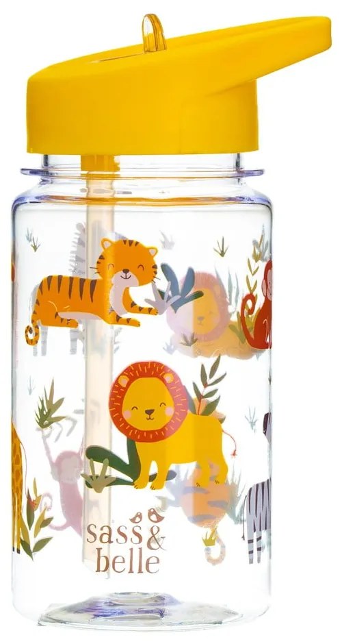 Sticlă apă cu pai pentru copii Sass &amp; Belle Drink Up Safari, 400 ml
