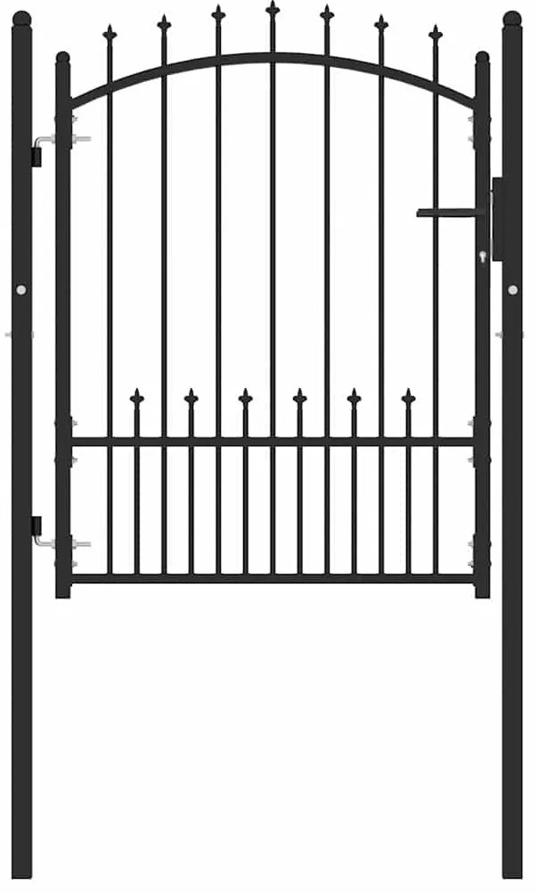 vidaXL Poartă de gard cu țepi cu blocare Negru 100 x 125 cm