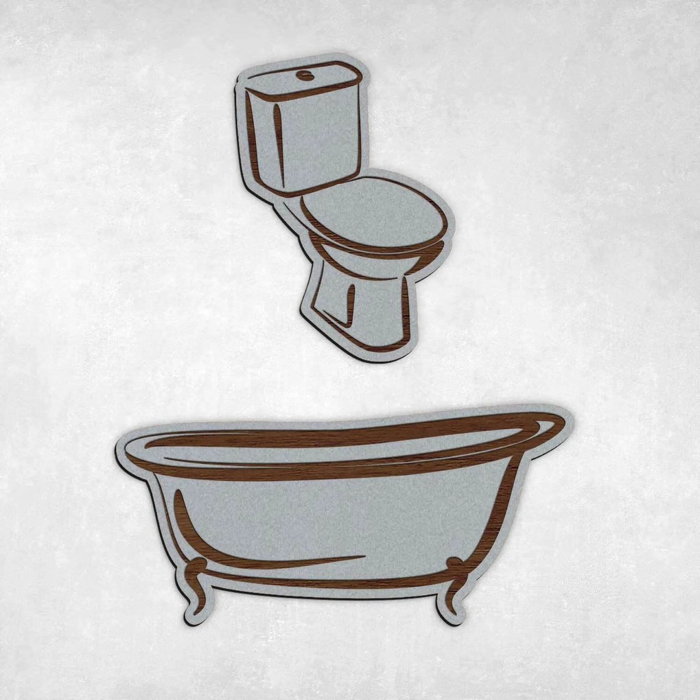 DUBLEZ | Semn indicator din lemn pentru ușă WC + Baie