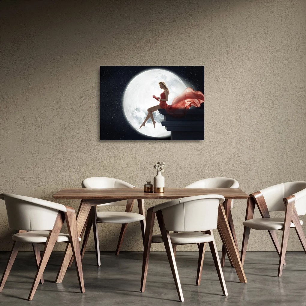 Tablou pe sticlă - Femeia sub clar de lună (70x50 cm)