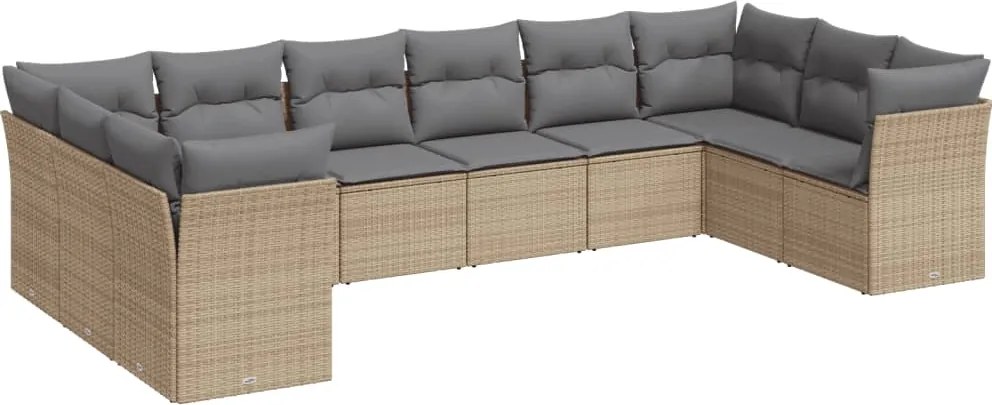 vidaXL Set canapele de grădină cu perne, 10 piese, bej, poliratan
