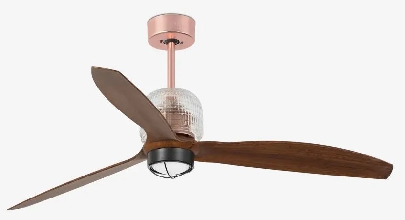 Lustra cu Ventilator si telecomanda DECO FAN M LED cupru/maro