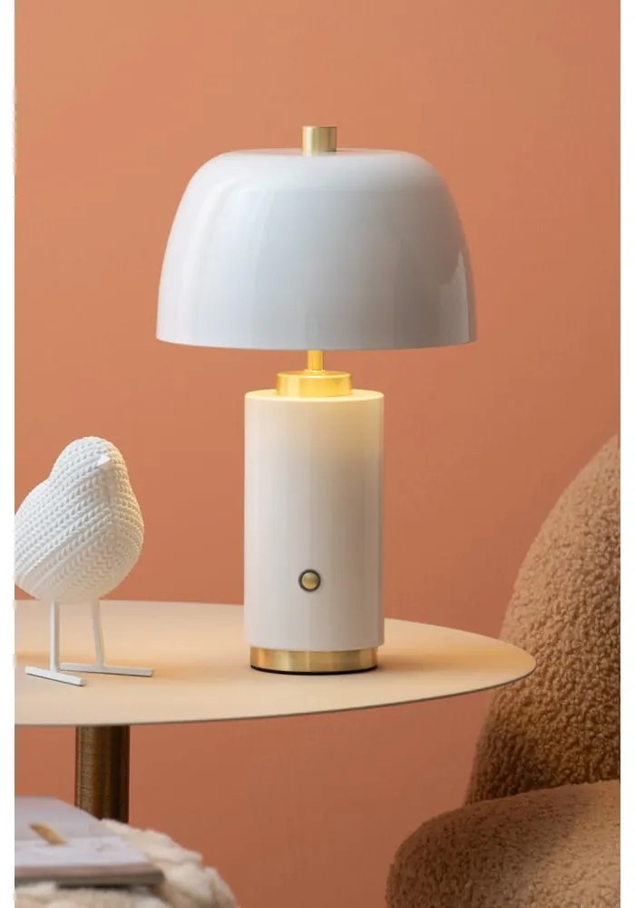 Veioză albă LED cu intensitate reglabilă cu abajur din metal (înălțime 30 cm) Freya – Leitmotiv