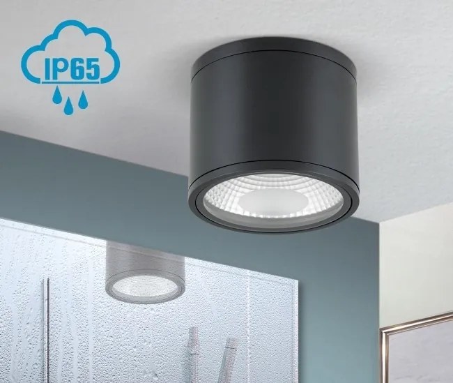 Spot LED aplicat cu protectie la umiditate IP65, SPUTNIK 14,5cm, negru