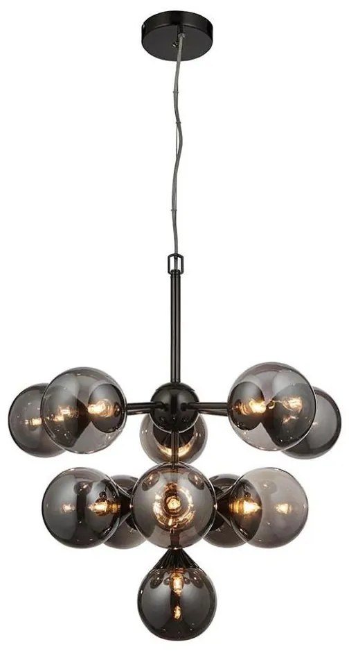 Endon 101147 - Lustră suspendată pe cablu OSCAR, 11 x G9, 18W, 230V, negru/fumuriu