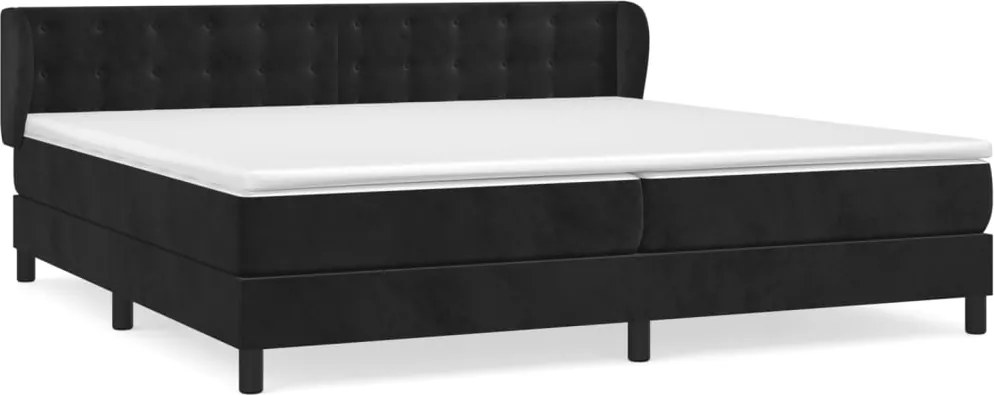 vidaXL Pat box spring cu saltea, negru, 200x200 cm, catifea
