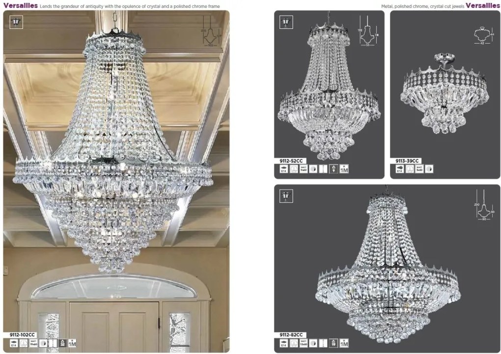 Lustra eleganta design LUX Versailles 9L crom
