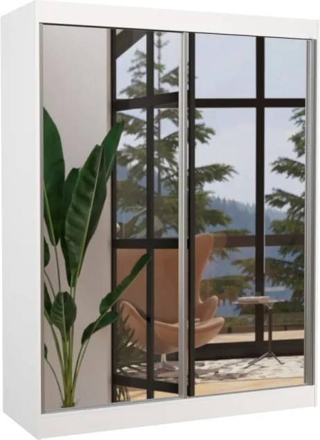 Dulap cu usi glisante si oglinda 150x200 cm, Florest, ADRK Furniture (Culoare: Negru)