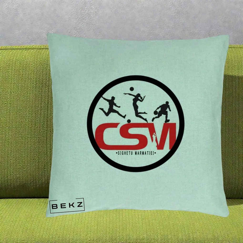 Perna Personalizata CSM Sighetu Marmatiei Sport, 40x40 cm, Verde Menta, Husa Detasabila, Perna Inclusa, BEKZ®