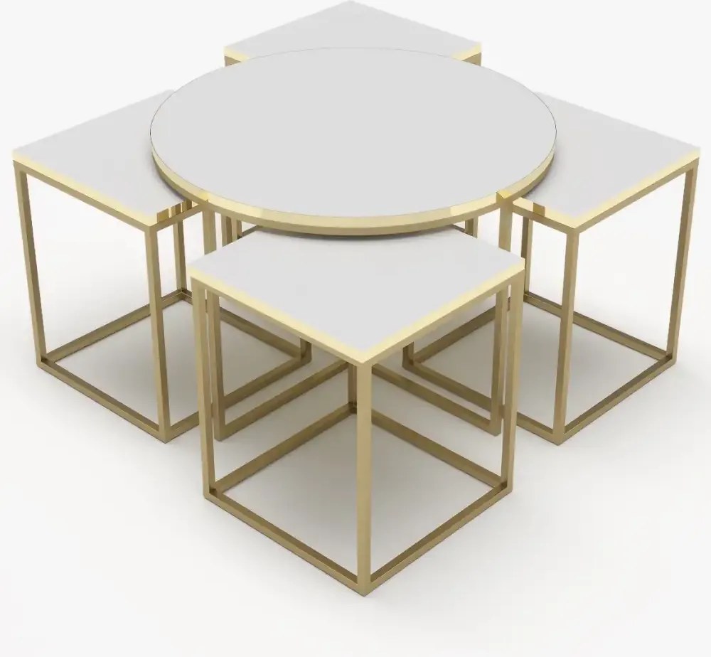 Set masuta de cafea Clarita, negru marmurat, 25072