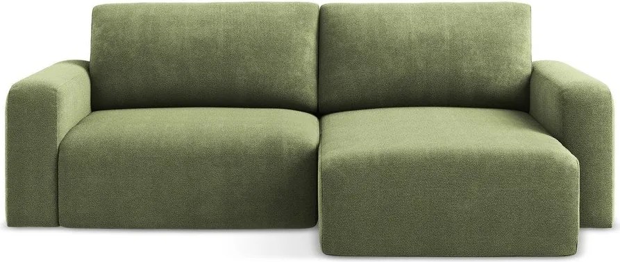 Colțar verde extensibil/cu spațiu de depozitare cu tapițerie din chenille (cu colț pe partea dreaptă/cu șezlong) Kona – Makamii