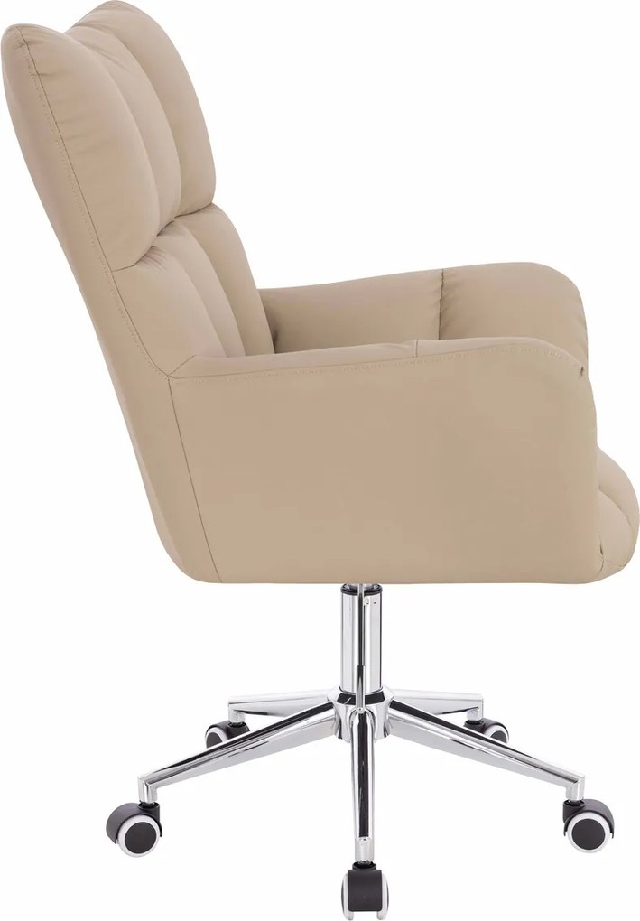 HR650K Scaun Crem Piele Ecologica Premium Soft cu Bază Cromata