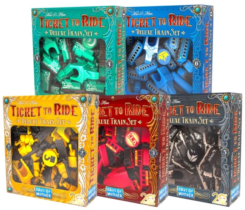 TICKET TO RIDE, SET ACCESORII EDITIE DELUXE ANIVERSARA 20 ANI, DIVERSE CULORI - DAYS OF WONDER (T2RDTS1)