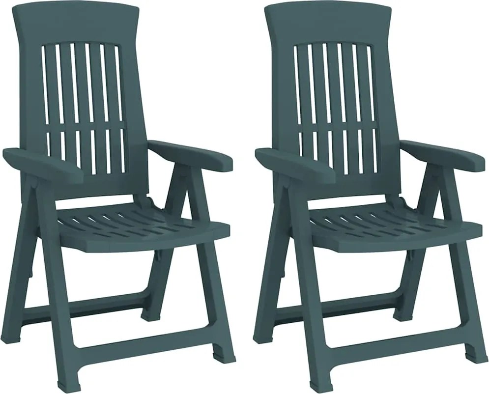 vidaXL Scaune de grădină rabatabile, 2 buc., verde, PP