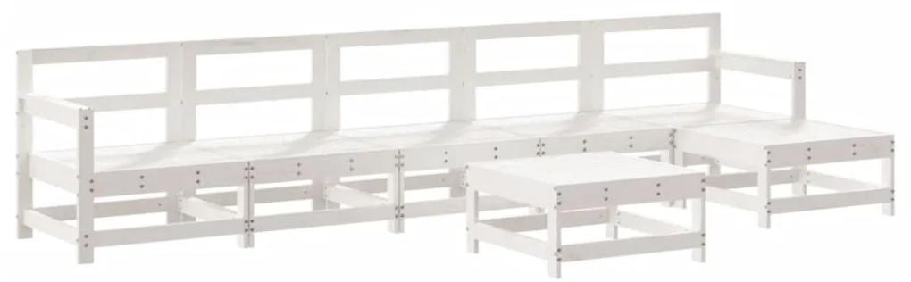 3186432 vidaXL Set mobilier de grădină, 7 piese, alb, lemn masiv de pin