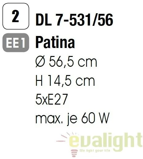 Plafoniera stil clasic diam.56cm Aida DL 7-531/56 Patina OR