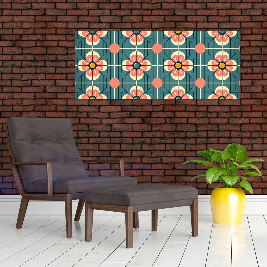 Tablou - Model retro cu flori (120x50 cm)