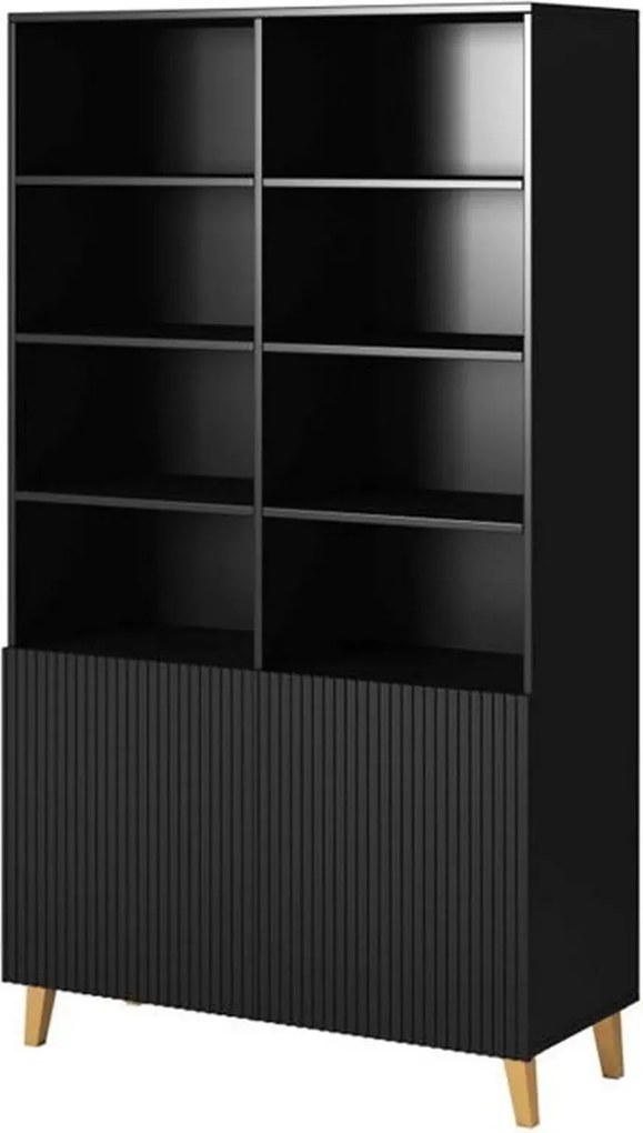 Biblioteca PAFOS, negru, PAL laminat, 101x40x177 cm