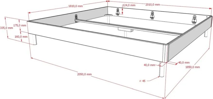 Pat matrimonial în culoare naturală din lemn de stejar fără tăblie fără somieră 180x200 cm Forrest – Vipack
