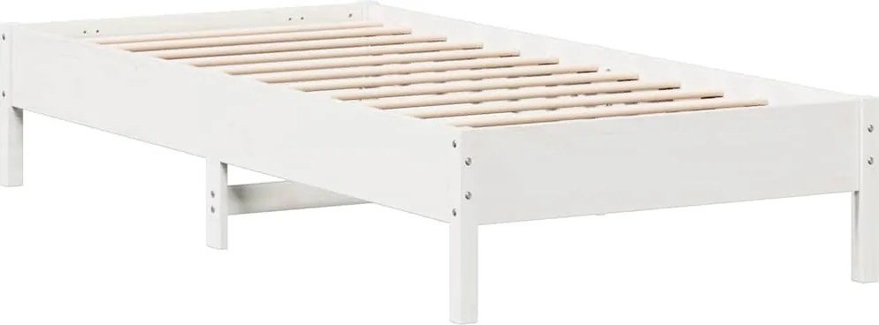 vidaXL Cadru pat fără saltea, alb, 100x200 cm, lemn masiv pin