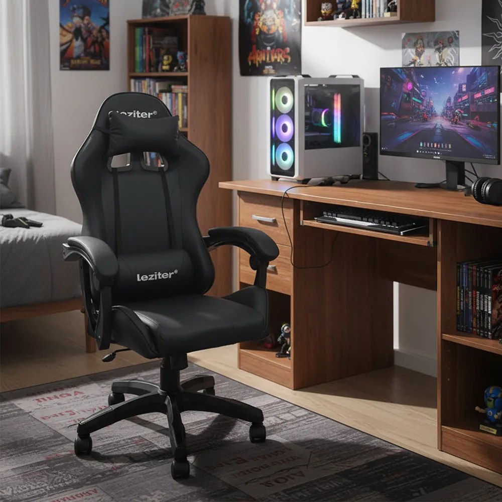 Raven gamer birou scaun pivotant negru