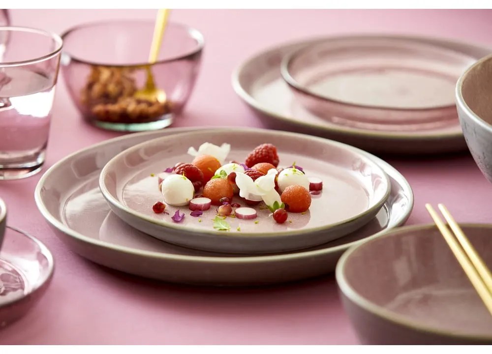 Farfurie roz/gri din gresie ø 27 cm Gastro Grey/Light Pink – Bitz