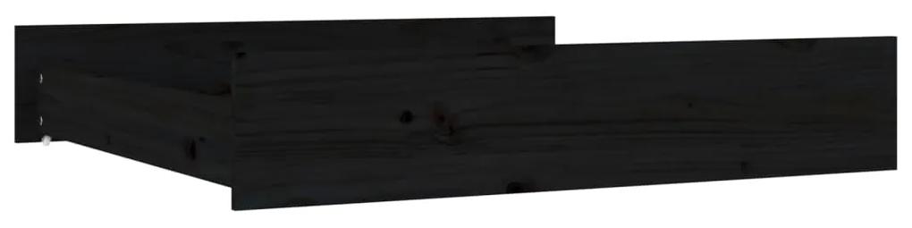 Sertare pentru pat, 2 buc., negru, lemn masiv de pin Negru, 95 x 93 x 18 cm