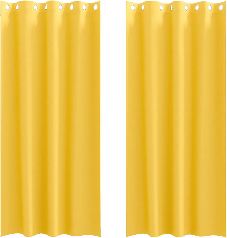 vidaXL Perdele Opaque cu Inel 2 pcs Galben muștar 245 x 140 cm