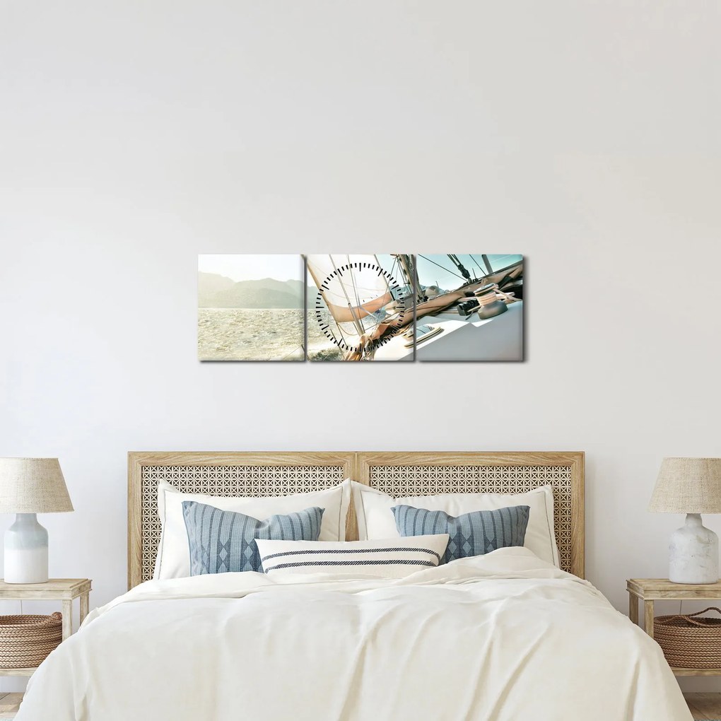 Tablou - Yacht (cu ceas) (90x30 cm)