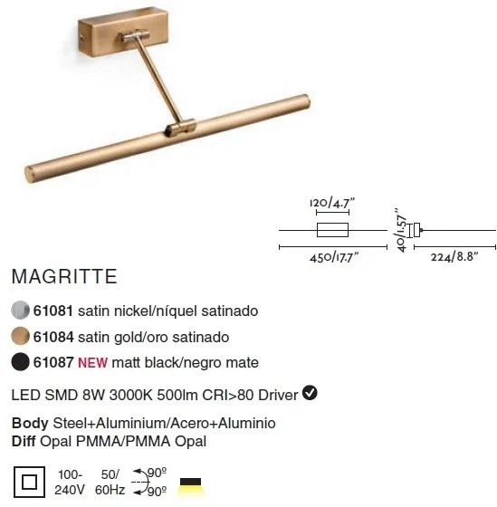 Aplica LED pentru oglinda tablou MAGRITTE-2 black 61087