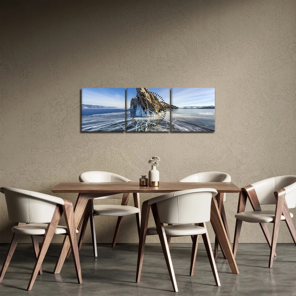 Tablou cu piatra înghețată (cu ceas) (90x30 cm)