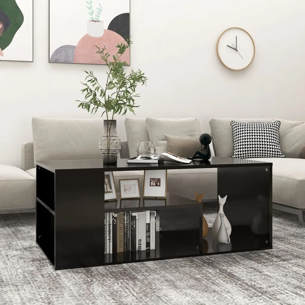 vidaXL Măsuță de cafea, negru, 100x50x40 cm, lemn prelucrat