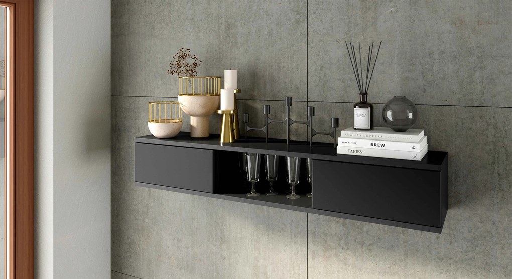 Polita cu dulapuri LANZZI 120 cm, neagra