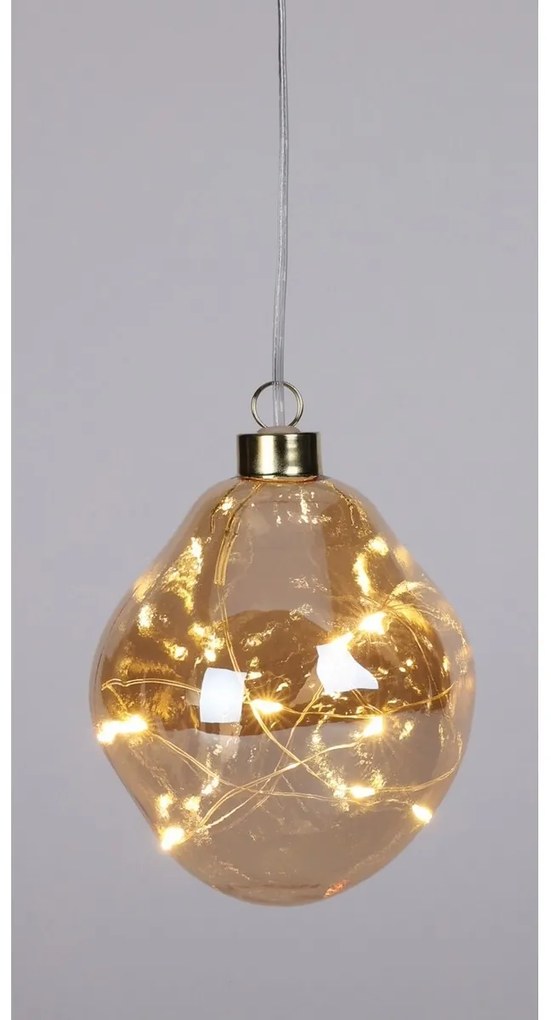 Crăciun LED ornament Minge organică aur, 10 cm