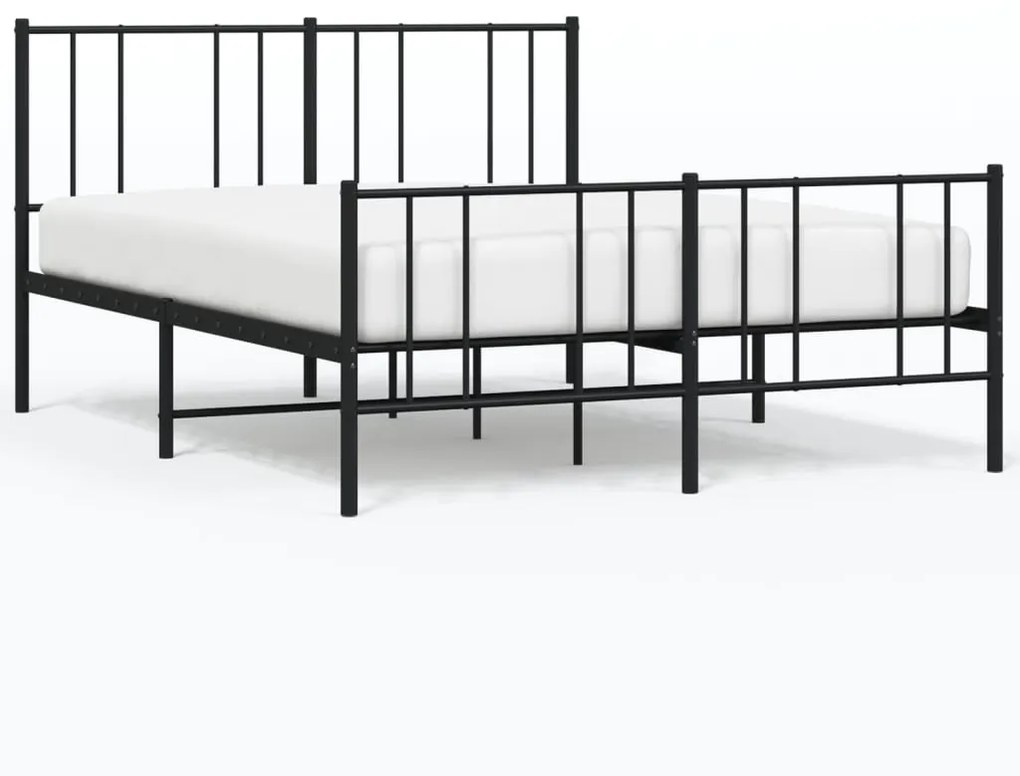 352499 vidaXL Cadru pat metalic cu tăblie de cap/picioare, negru, 140x200 cm