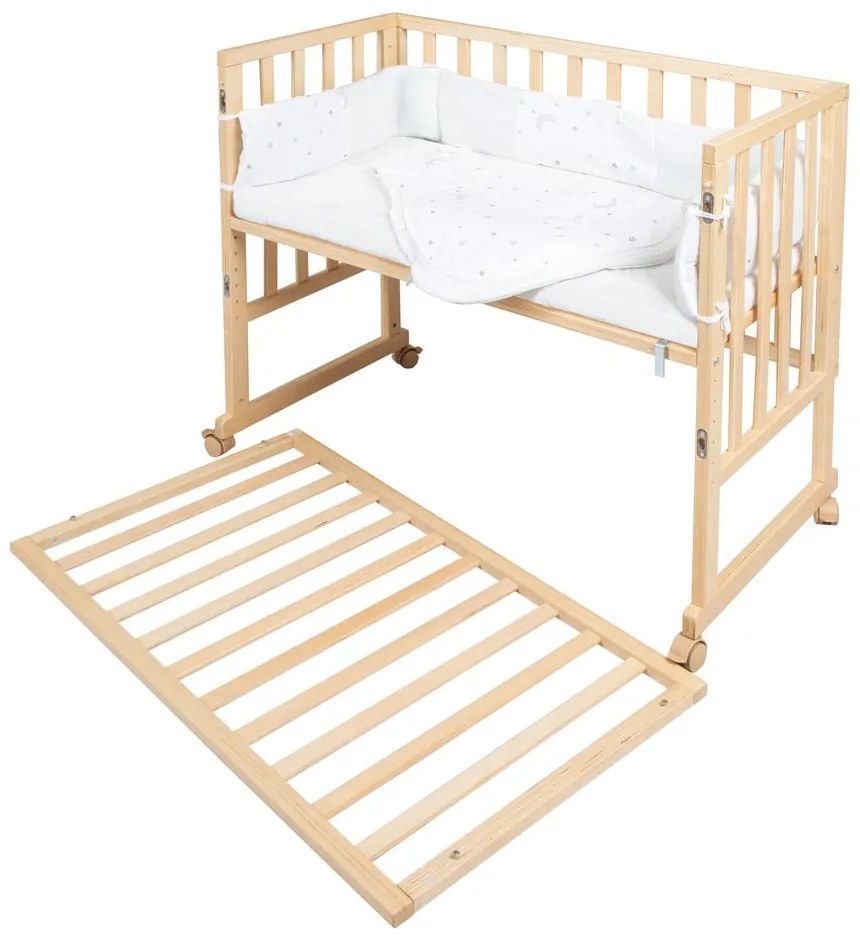 Pătuț în culoare naturală cu roți 90x45 cm Star Magic – Roba