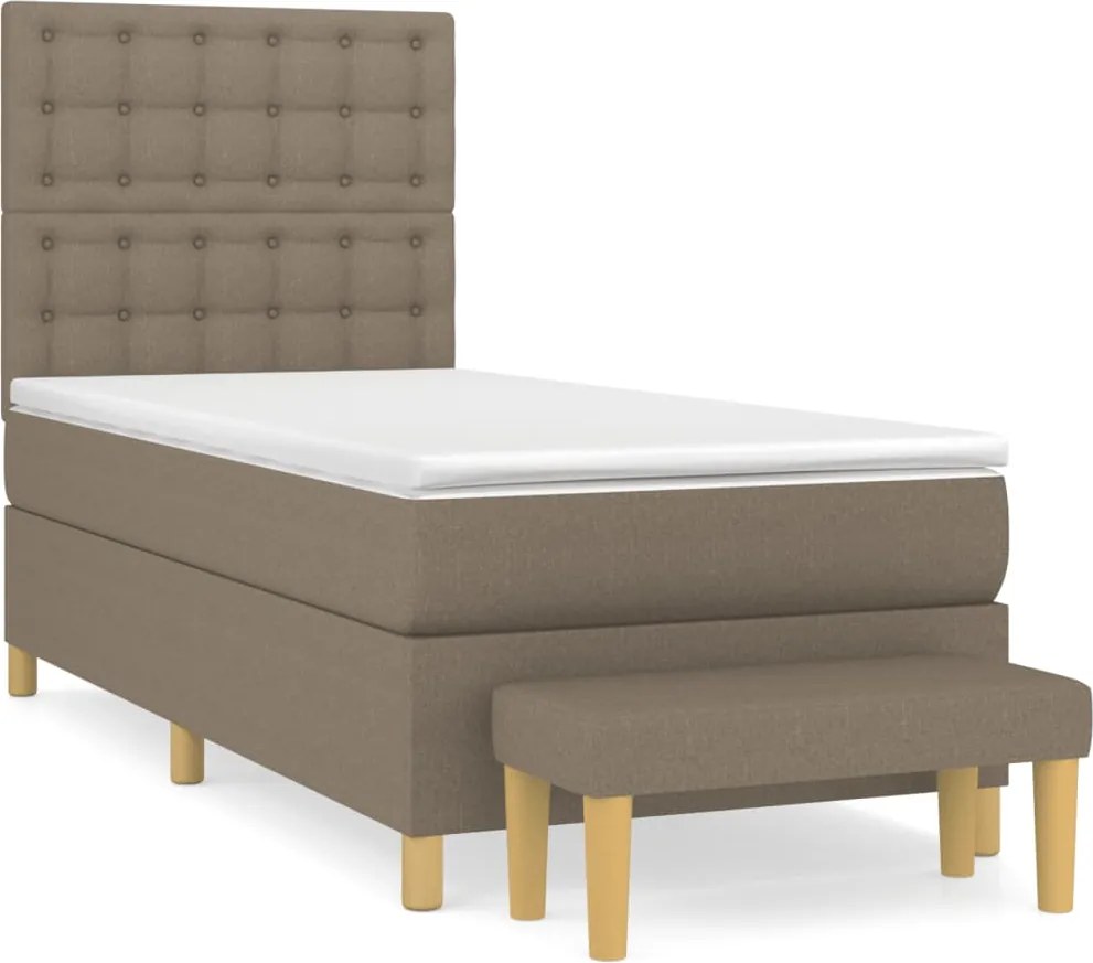 vidaXL Pat box spring cu saltea, gri taupe, 80x200 cm, textil