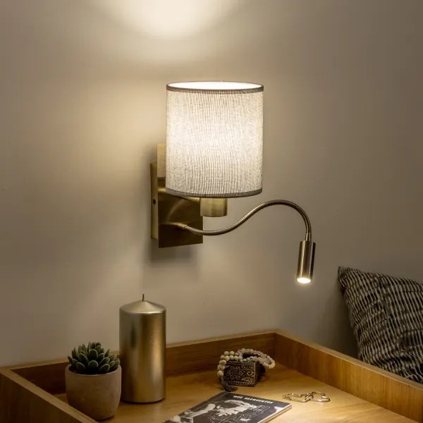 Lampă LED de perete Brilagi NUBILA 1xE27/25W/230V + LED/3W alamă/gri