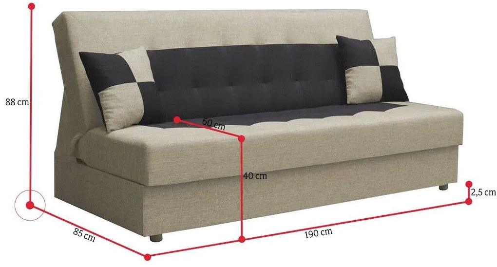 Supermobel Canapea POLO, 90x90x190, sawana13/sawana14